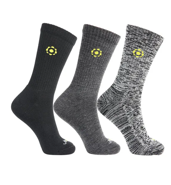 86% Rich Merino Wool Everyday Crew Socks - 3 Pack