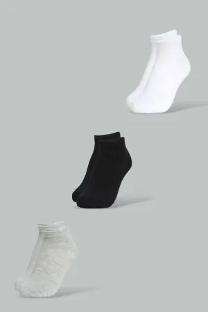 Assorted Ankle Length Socks For Senior Boys (Pack of 3)