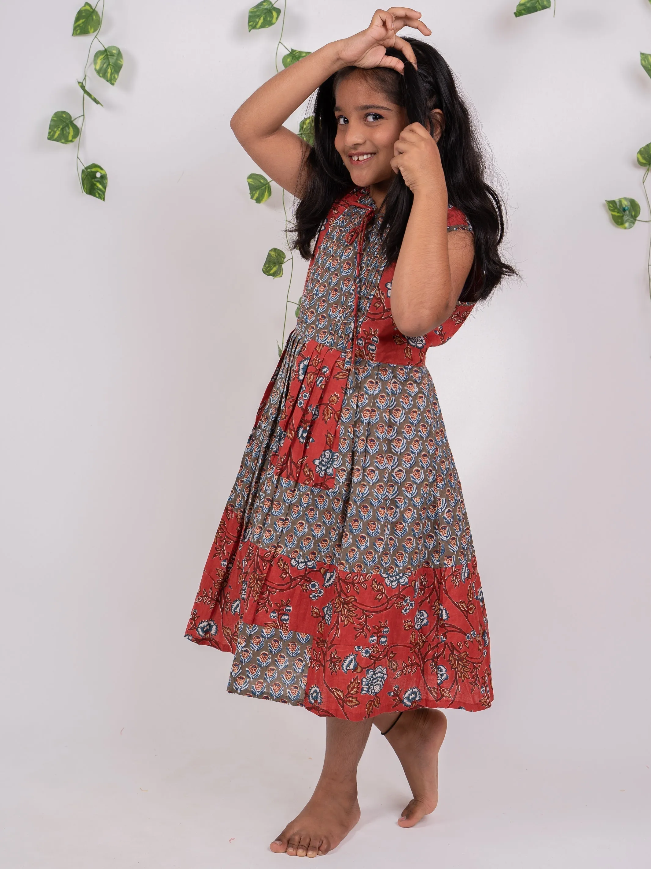 Brown Colour Cotton Printed Frock For Daily Wear