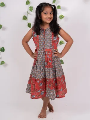 Brown Colour Cotton Printed Frock For Daily Wear