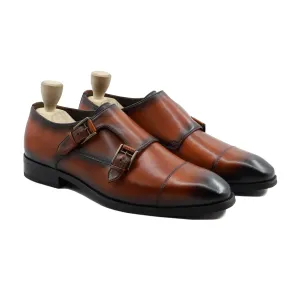 Cale - Men's Burnish Tan Calf Leather Double Monkstrap