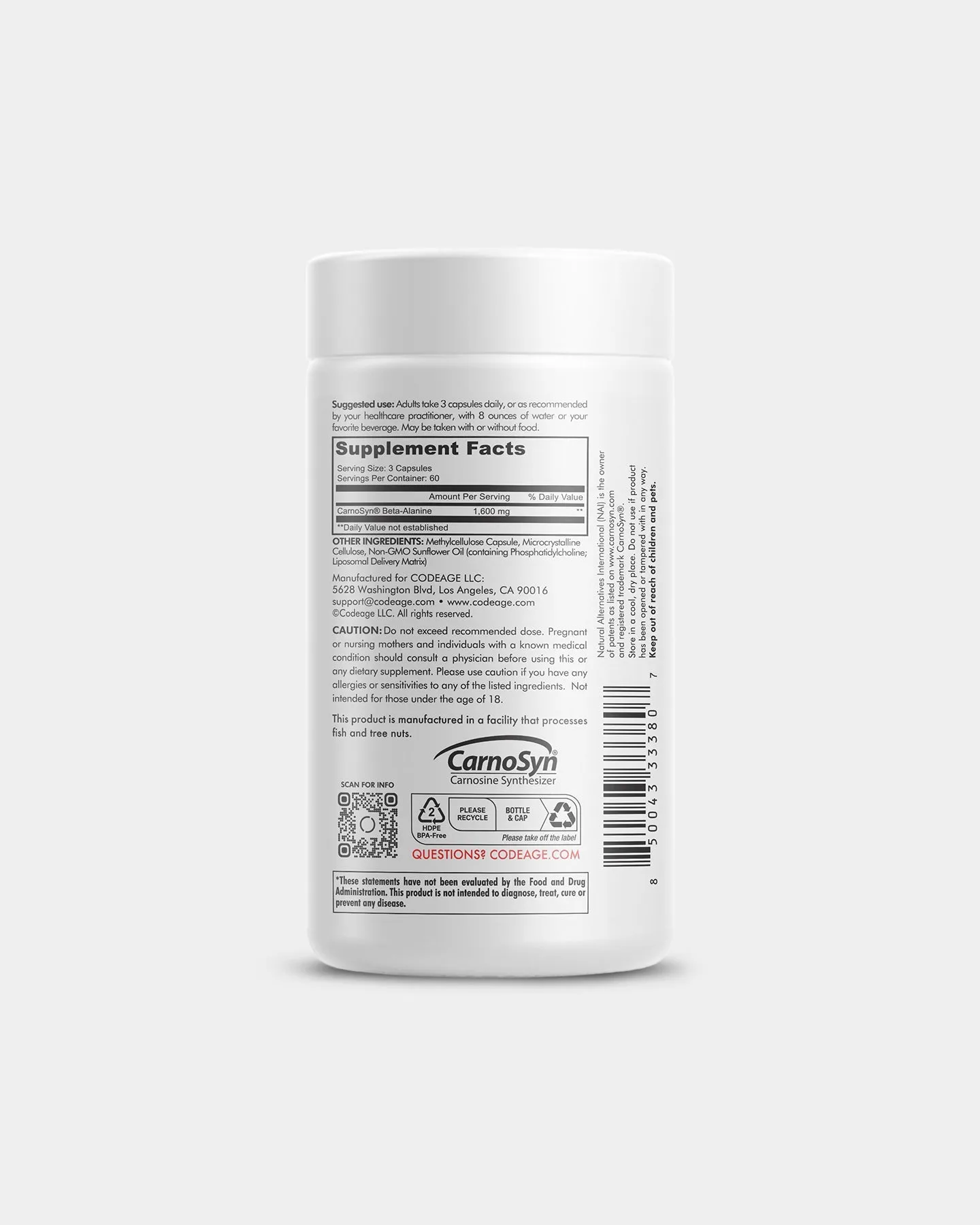 Codeage Beta-Alanine  Carnosyn&reg; Enhanced Absorption Supplement