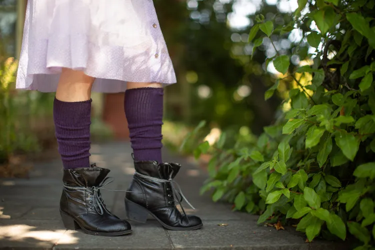 Cuffable Scrunchable Knee High Socks - Plum