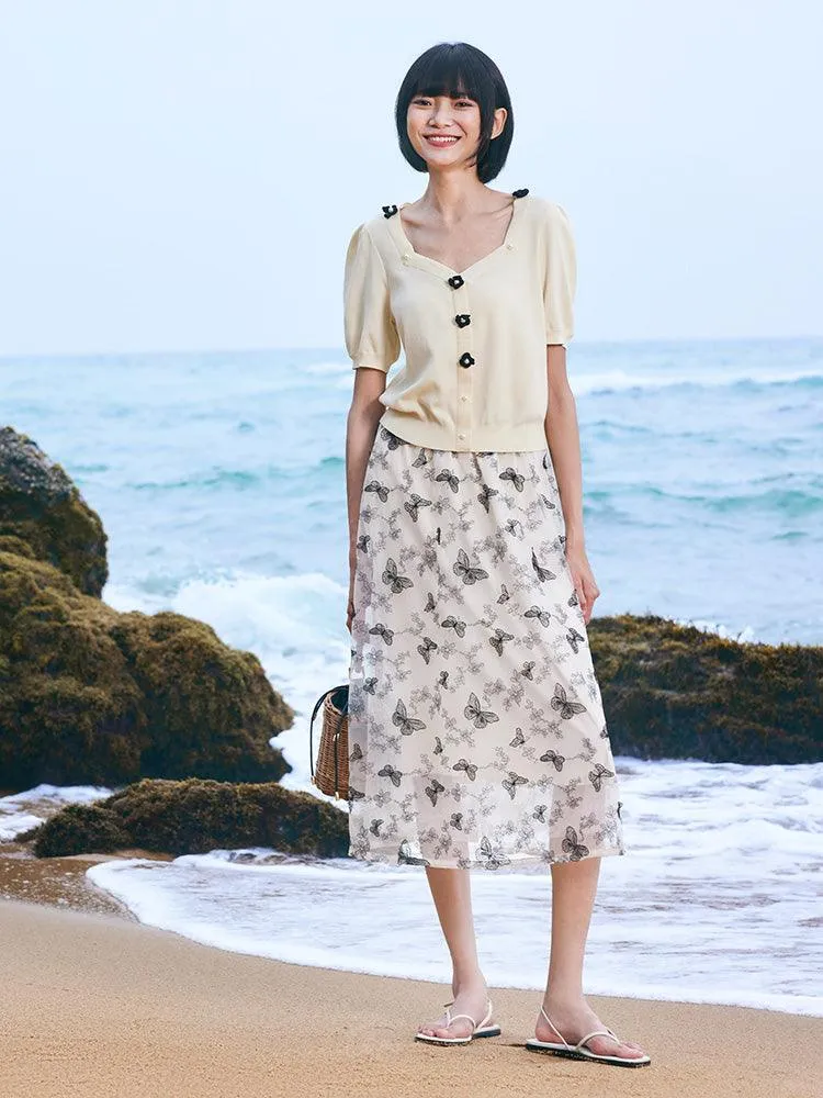 Embroidery Mid-Calf Skirt