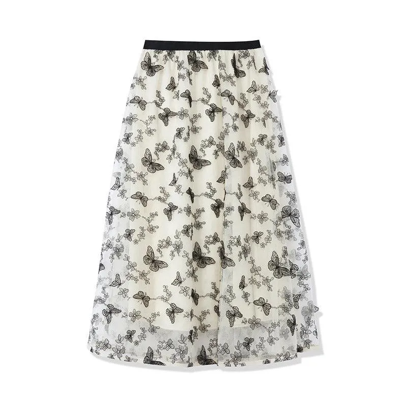 Embroidery Mid-Calf Skirt