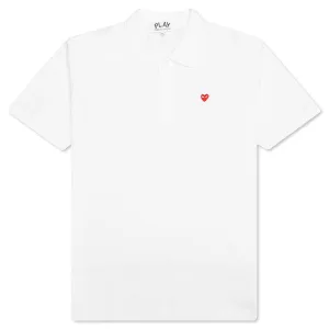 Little Red Heart Polo Shirt - White