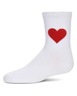 MeMoi Fuzzy Heart Crew White