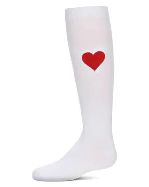 MeMoi Fuzzy Heart Knee High White