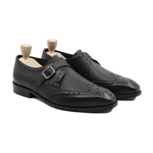 Rivaldo - Men's Black Calf and Pebble Grain Single Monkstrap