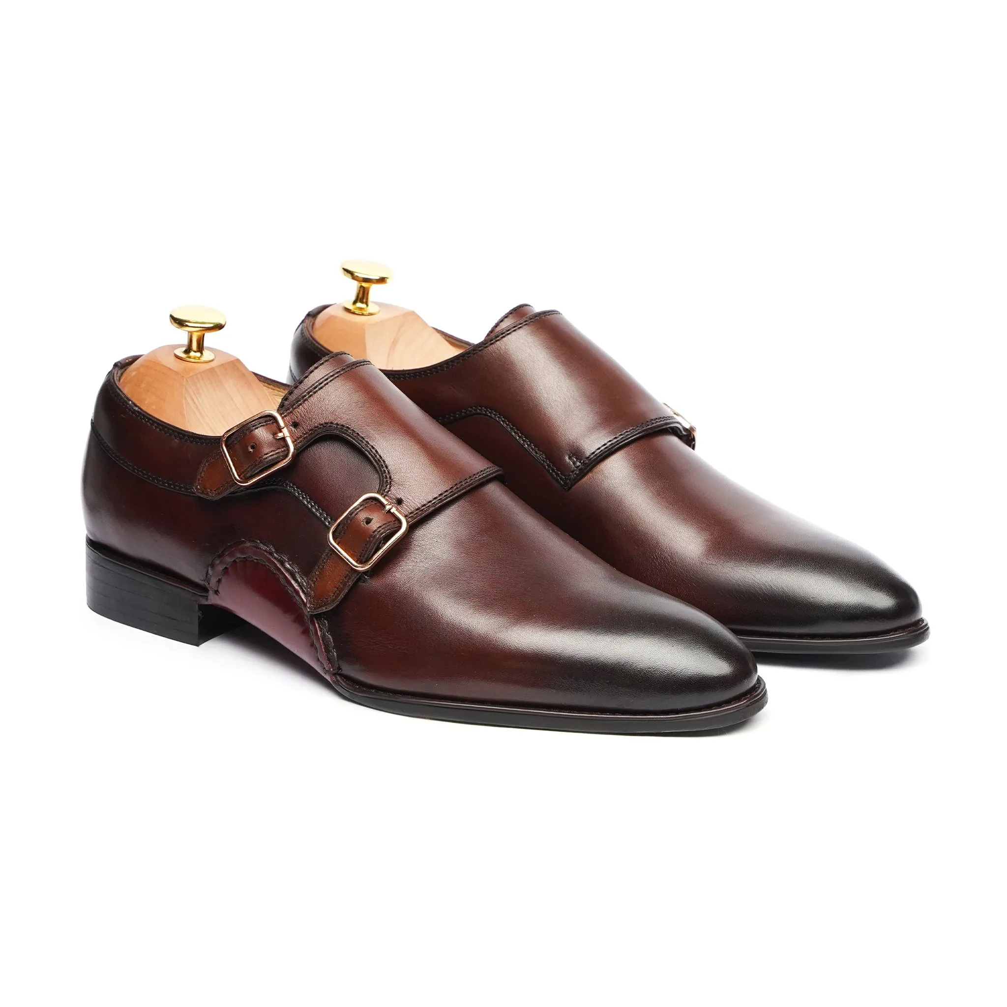 Sicily - Men's Burnish Oxblood Calf Leather Double Monkstrap