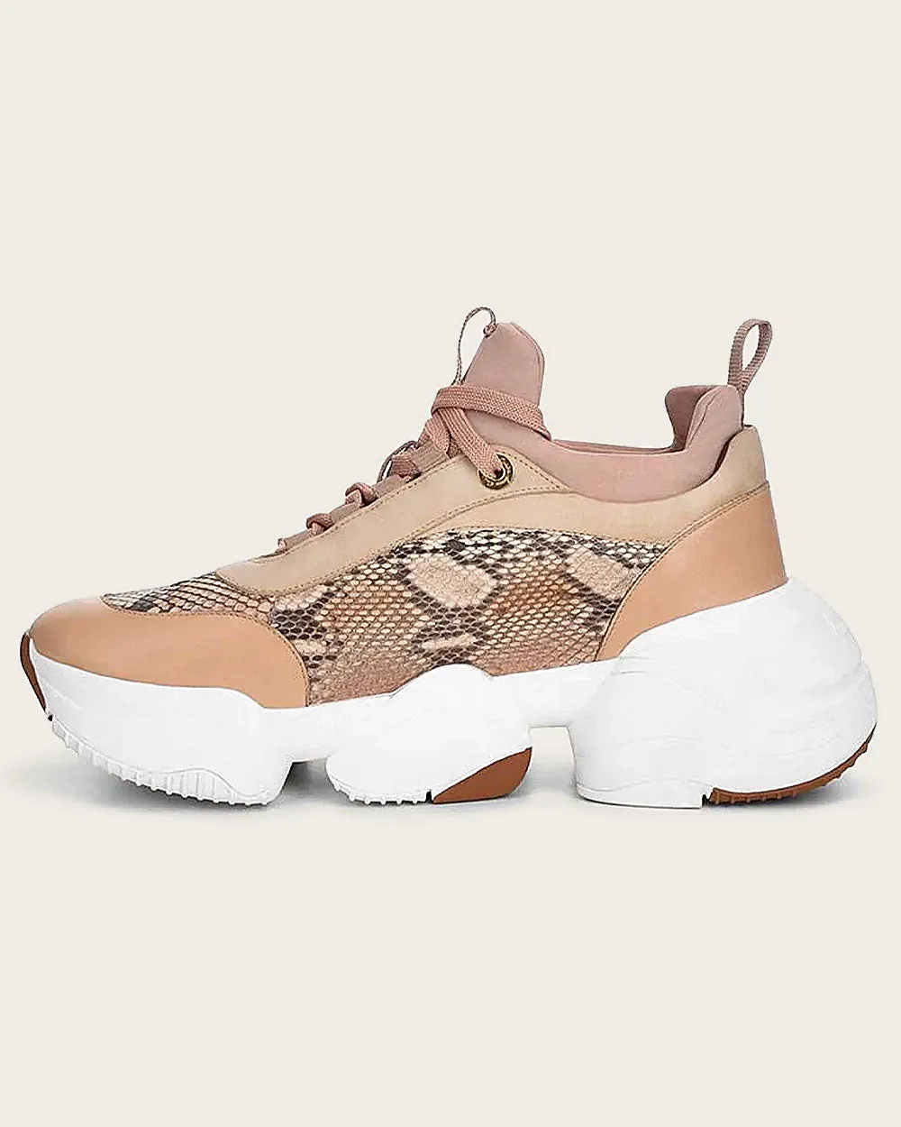 Sneakers peach exotic leather