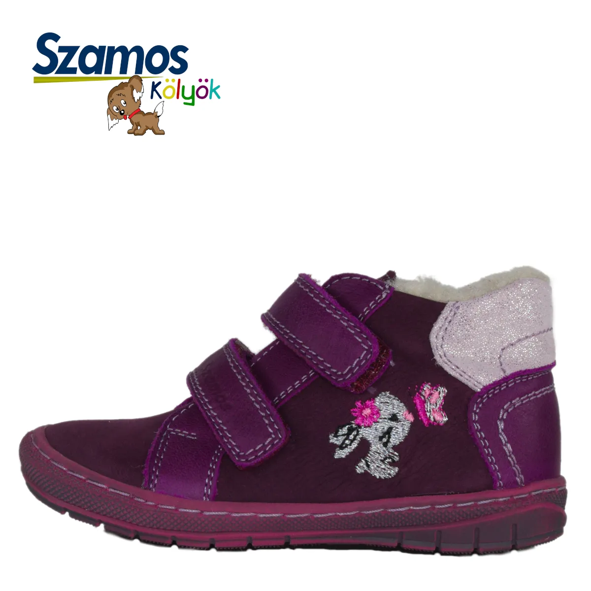 Szamos kid girl shoes burgundy with bunny and butterfly pattern toddler size