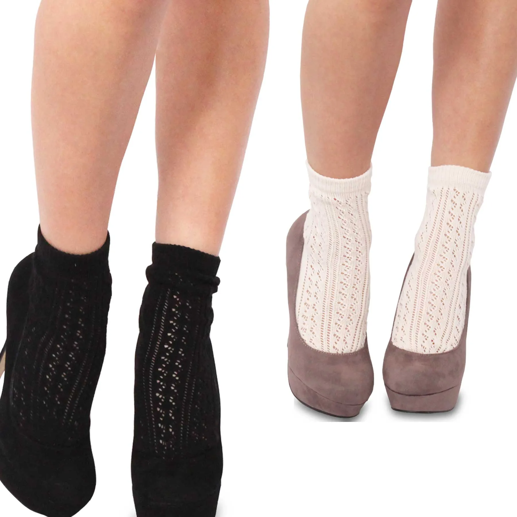 TeeHee Socks Women's Casual Cotton Short Crew 2-Pack (10406)