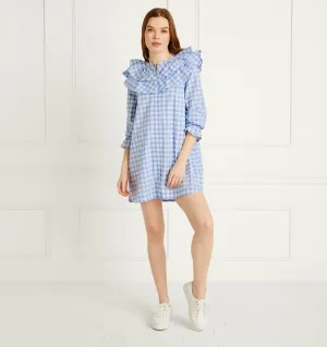 The Colette Dress - Blue Clip Dot Check