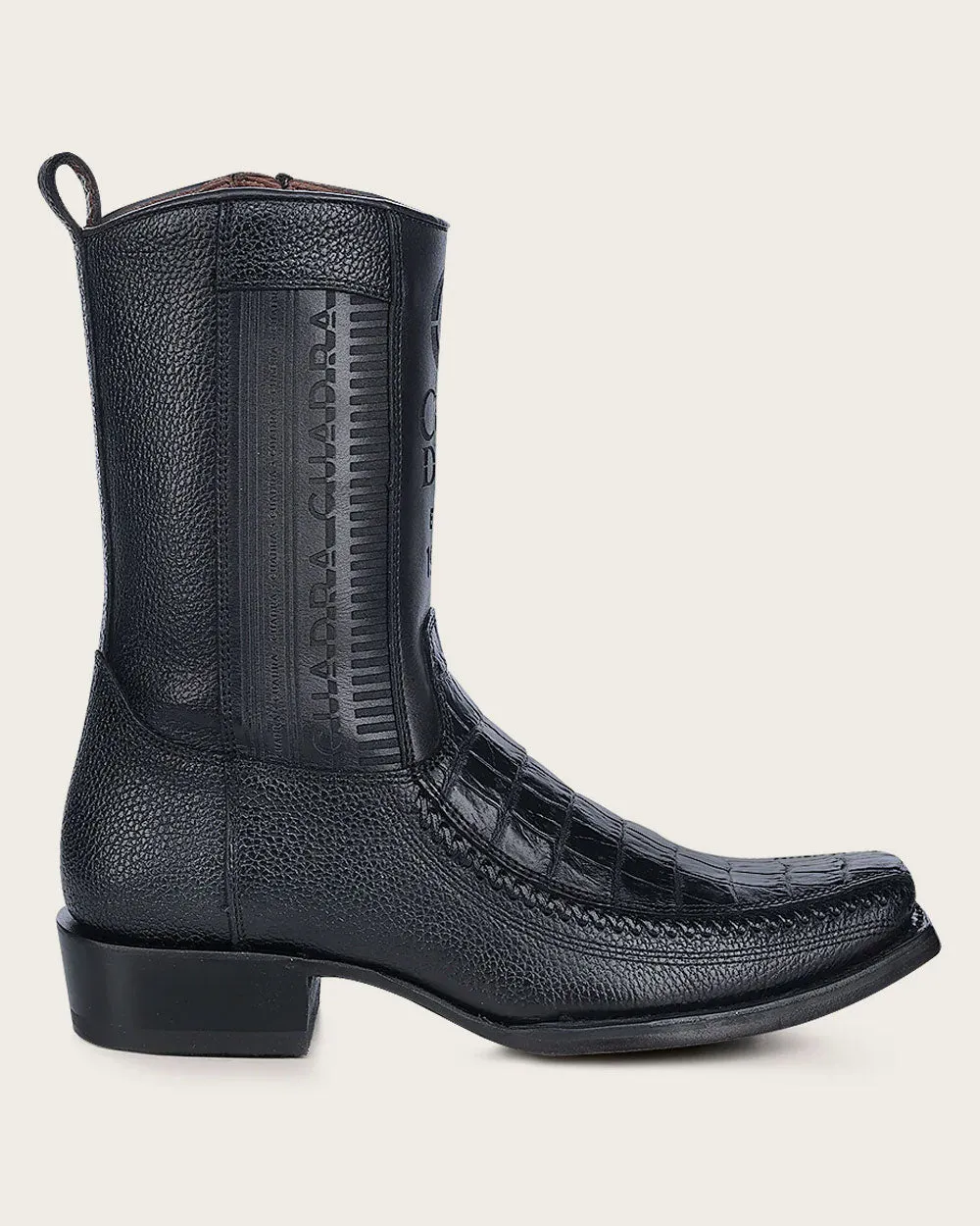 Western black exotic boot